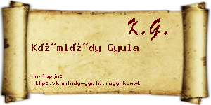 Kömlődy Gyula névjegykártya